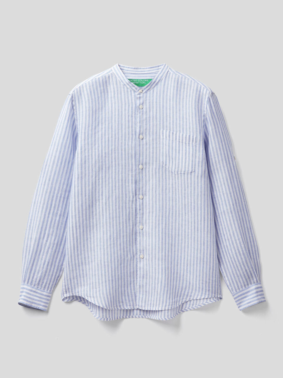 Camisa em linho com gola coreana image number 1