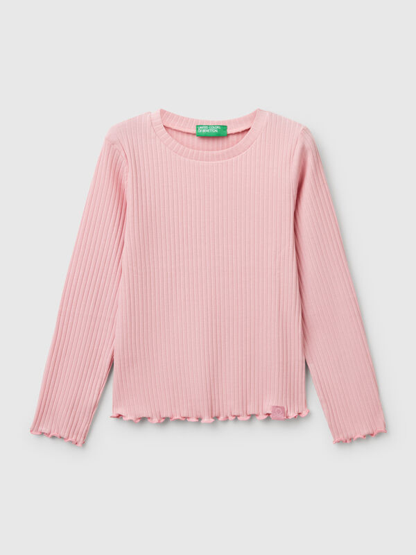 T-shirt slim fit em algodão stretch Menina