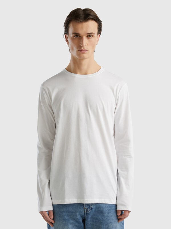 T-shirt de manga comprida em algodão puro Homem