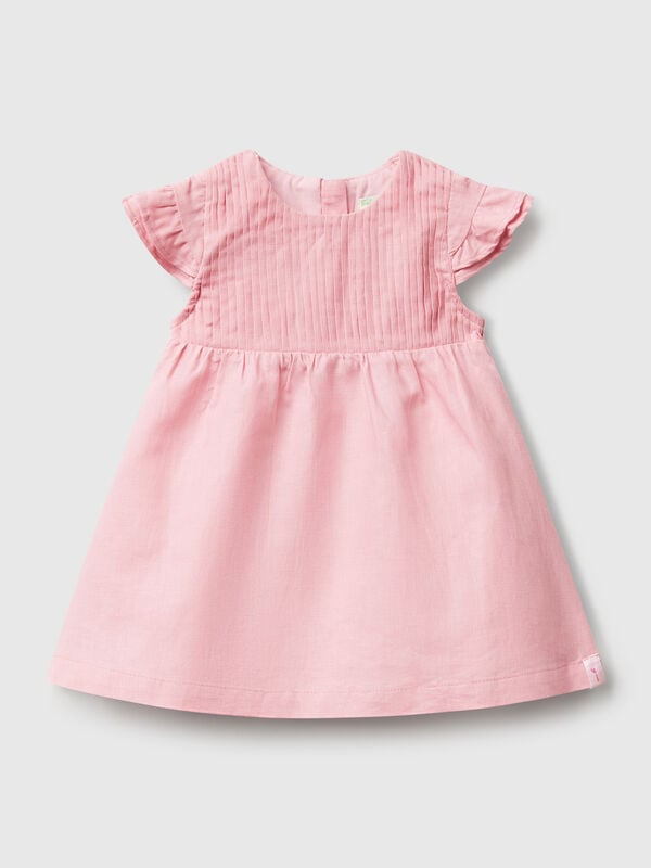 Vestido em mistura de linho e algodão Recém-nascido