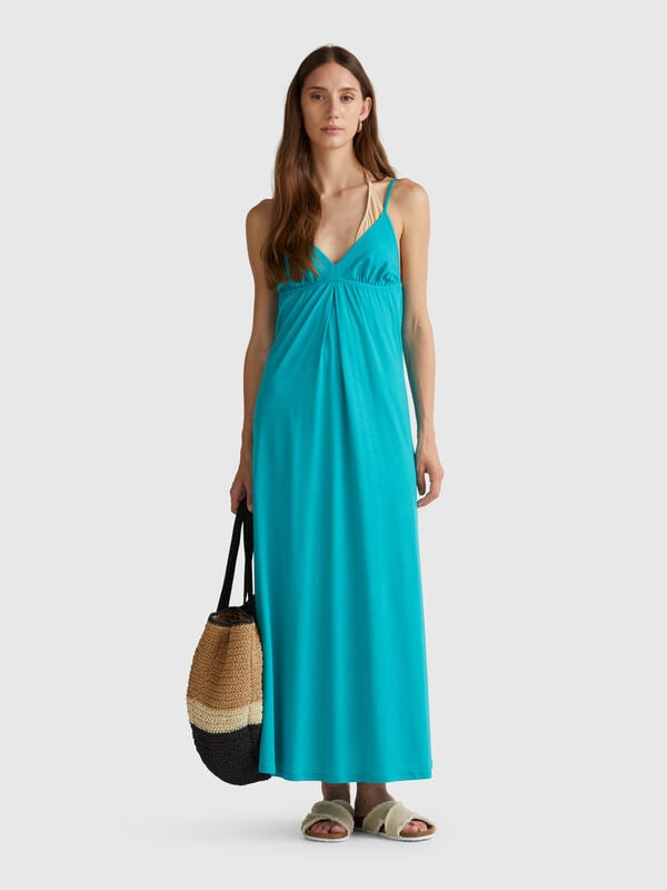 Vestido em algodão misto e viscose Mulher