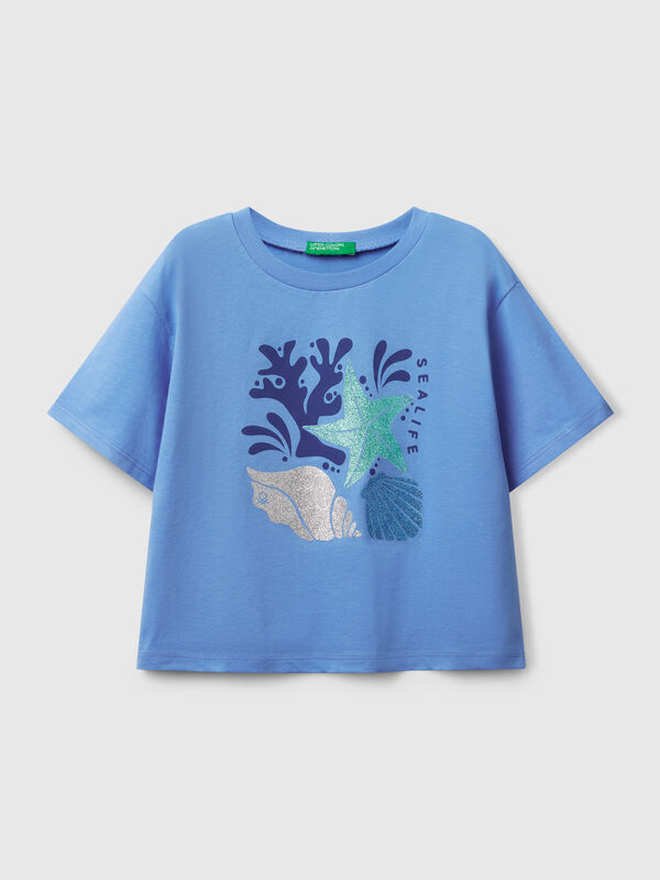 T-shirt com estampa glitter Menina