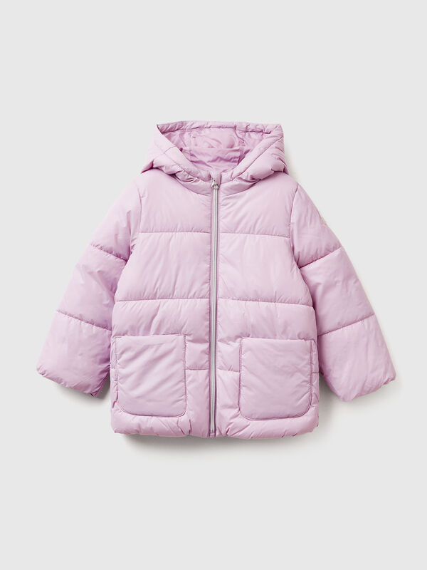 Blusão em nylon com capuz Menina