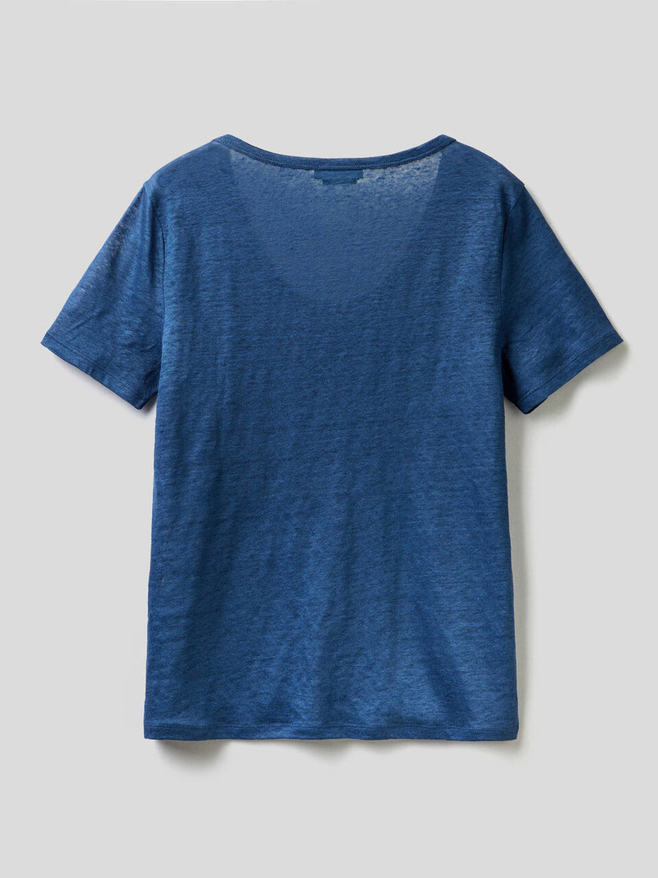 T-shirt de gola redonda em linho puro image number 2