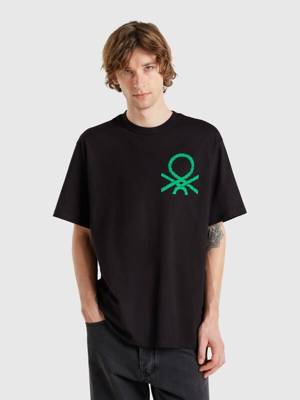 T-shirt com estampa frontal e traseira Homem
