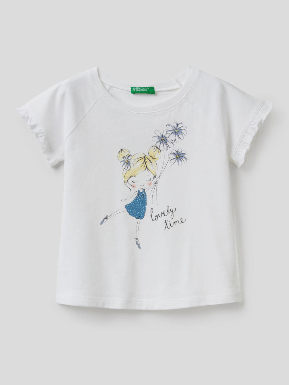 T-shirt com folhos e glitter image number 1