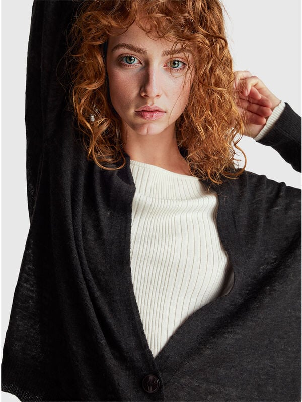 Cardigã leve em alpaca mista Mulher