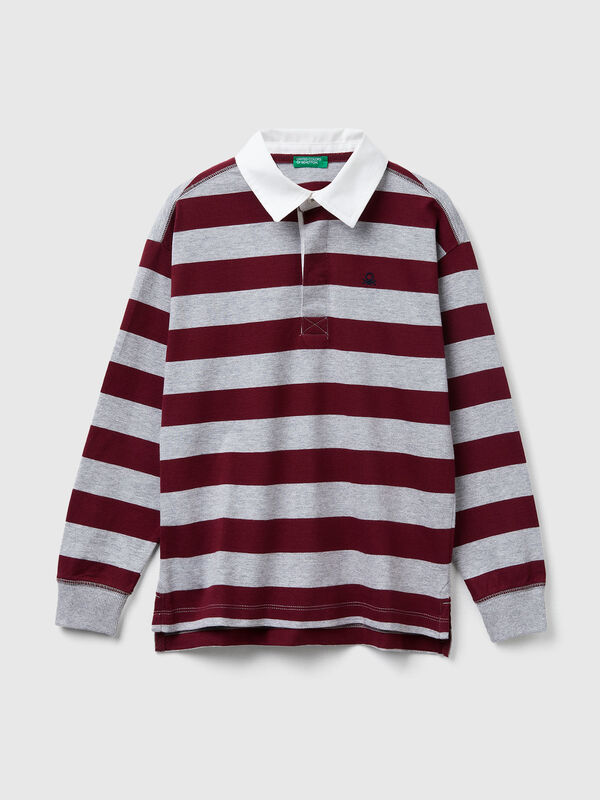 Polo às riscas em algodão Menino