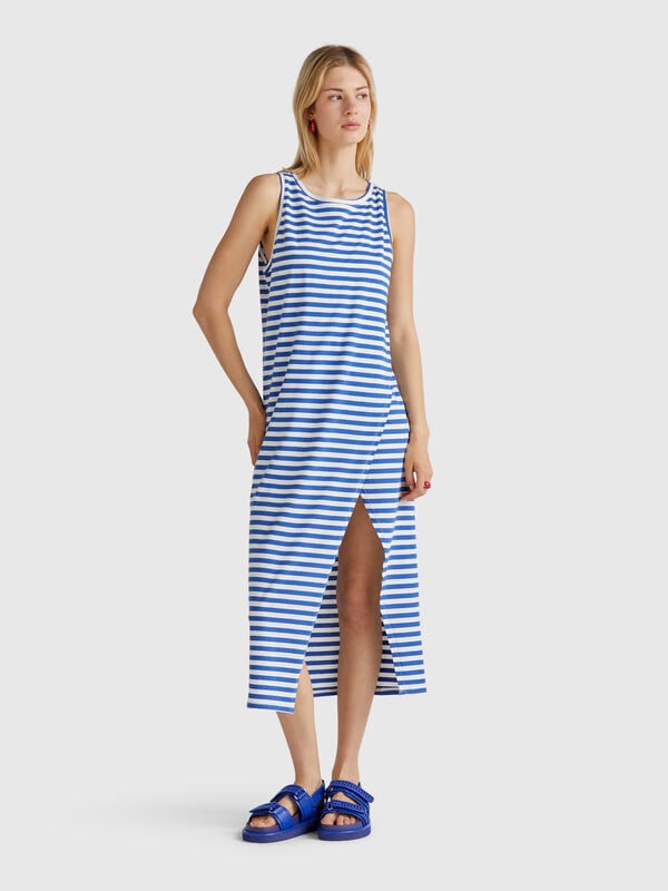 Vestido às riscas com racha Mulher