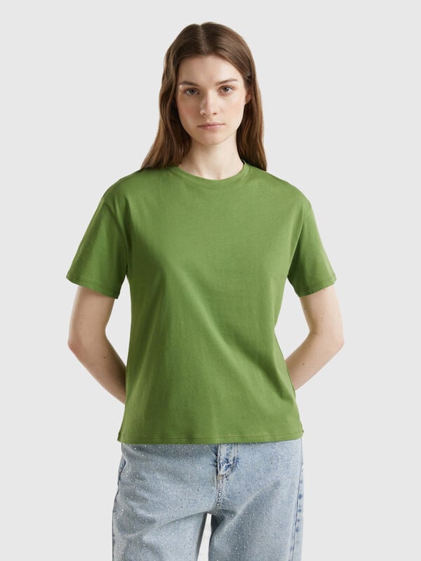T-shirt de manga curta em 100% algodão Mulher