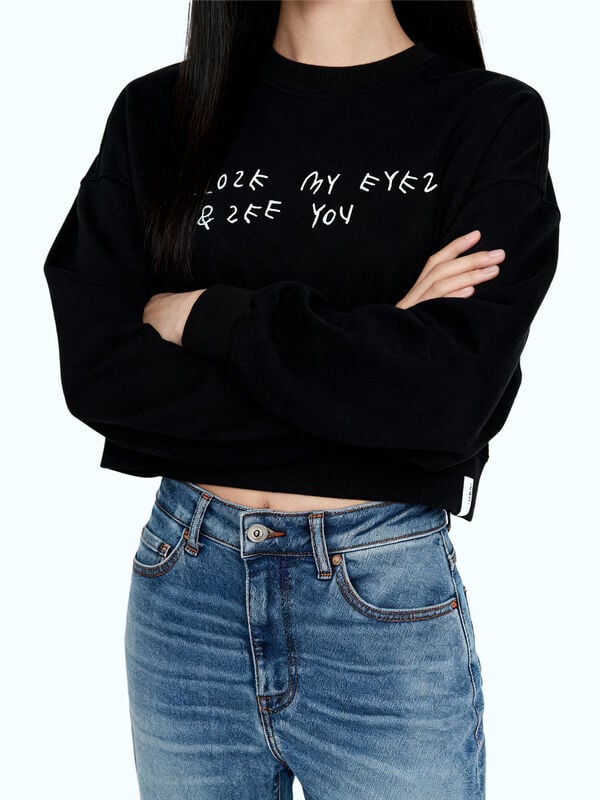 Black sweatshirt with Coco Capitán embroidery Black sweatshirt with Coco Capitán embroidery Mulher