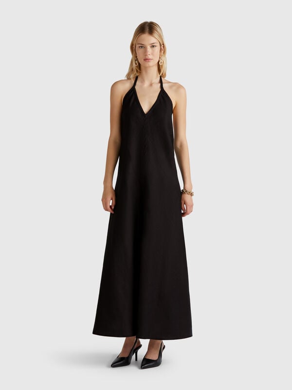 Vestido longo em linho puro Mulher