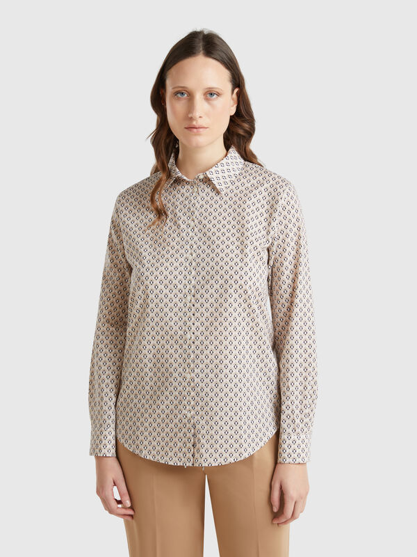 Camisa bege padrão Mulher