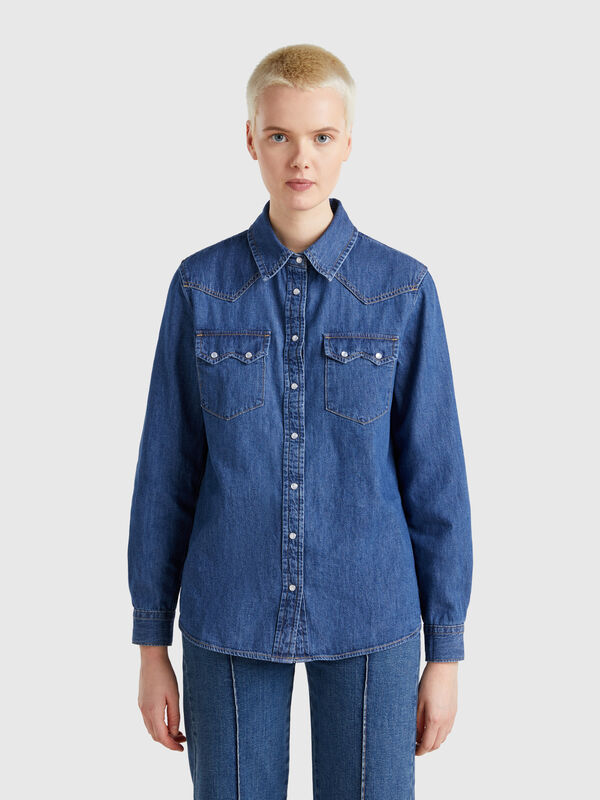 Camisa western de jeans Mulher