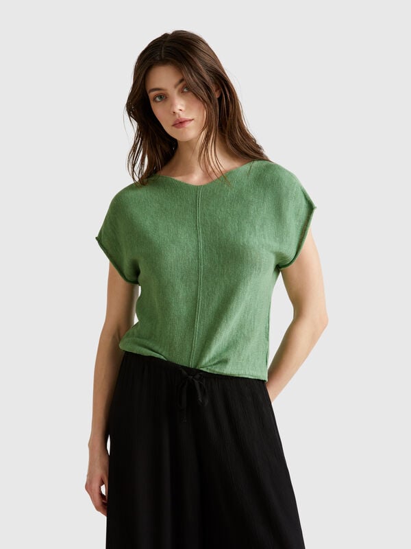 Camisola em algodão e linho Mulher