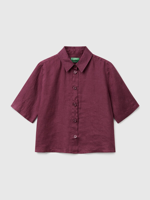 Camisa curta em puro linho Camisa curta em puro linho Mulher