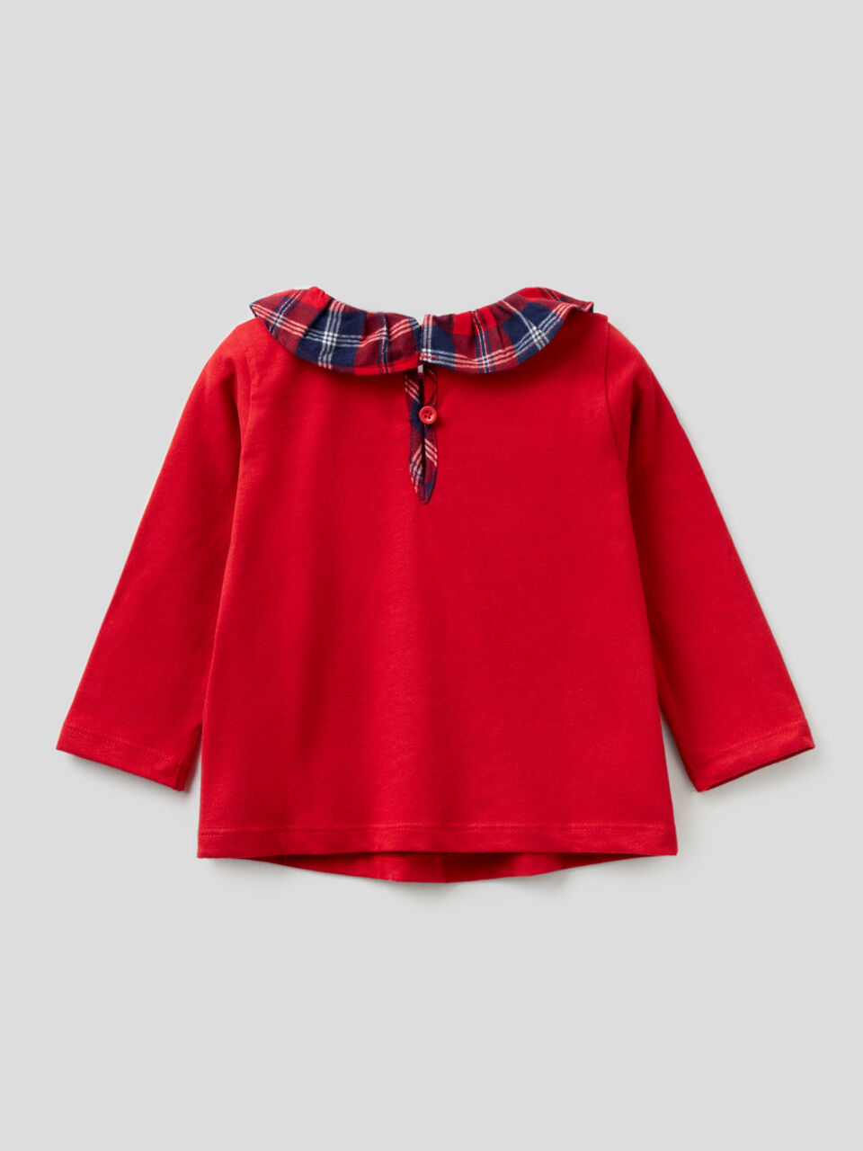 T-shirt com gola tartan image number 2