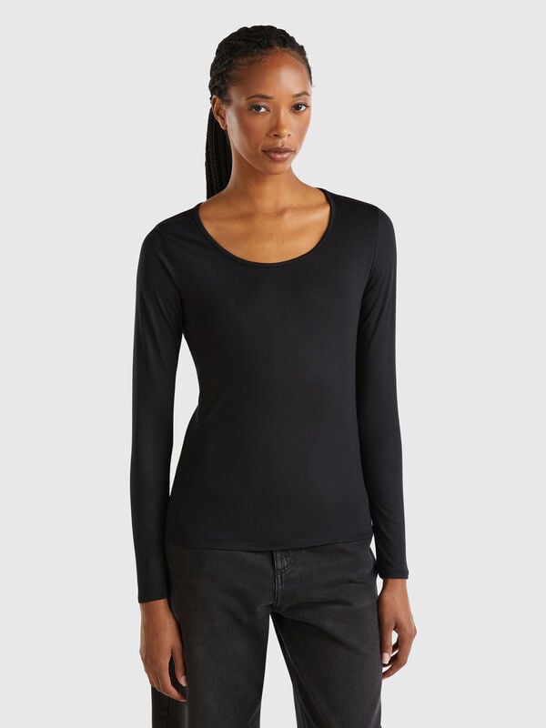 T-shirt slim fit em viscose stretch Mulher