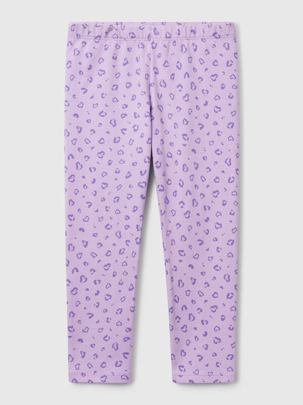 Leggings lilás com estampado animalier Menina