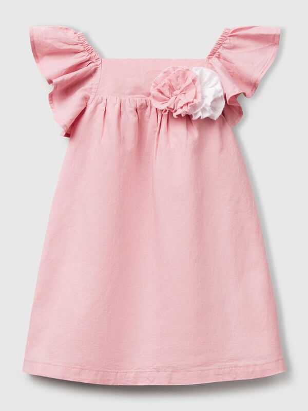 Vestido sem mangas com aplicação de flores Menina