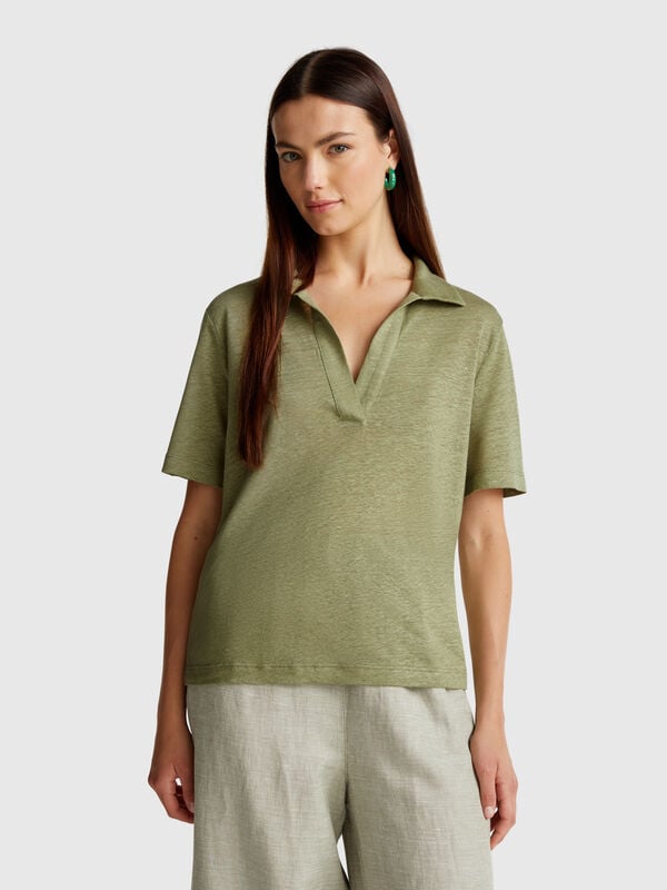 Polo em linho puro Mulher