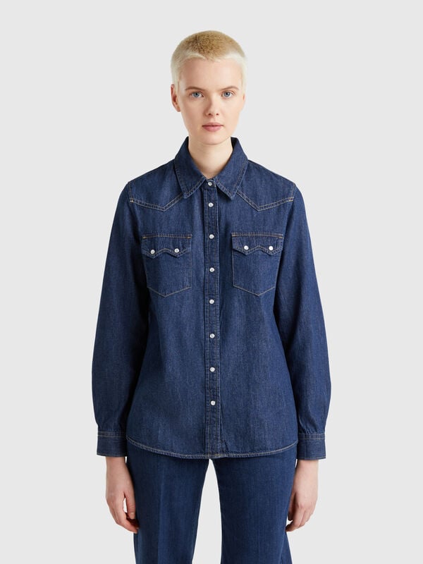 Camisa western de jeans Mulher