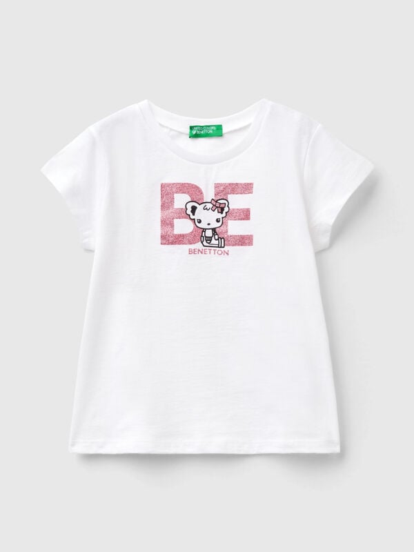 T-shirt em algodão orgânico com estampa Menina