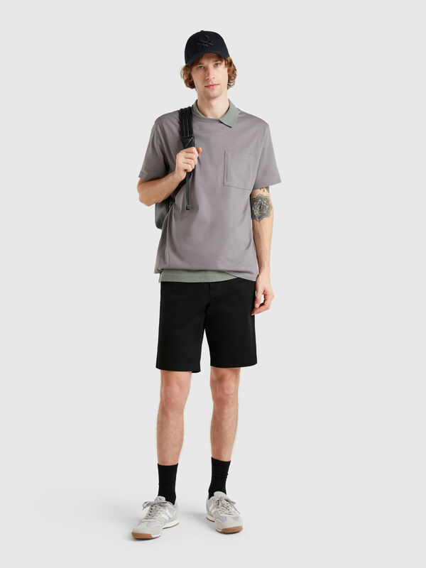Bermudas chino em algodão stretch Homem