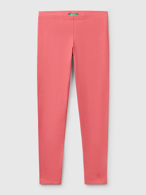 Leggings em algodão stretch com logótipo Menina