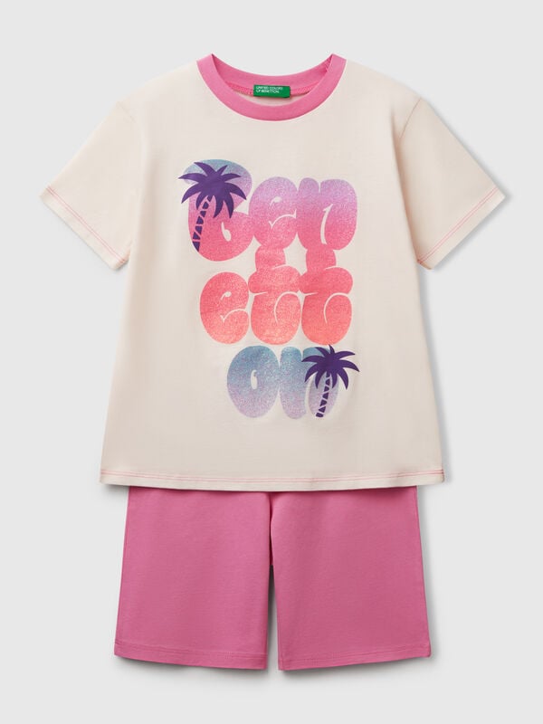 Pijama com maxi logótipo Menino