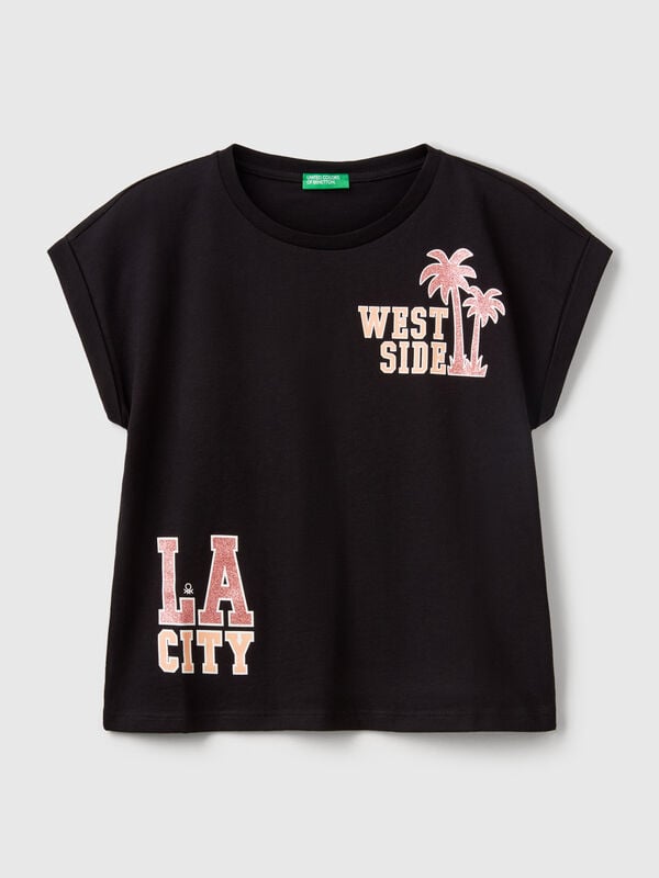 T-shirt boxy fit com estampa e glitter Menina