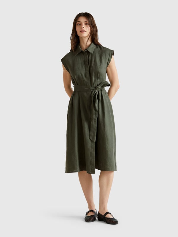 Chemise em linho puro Mulher