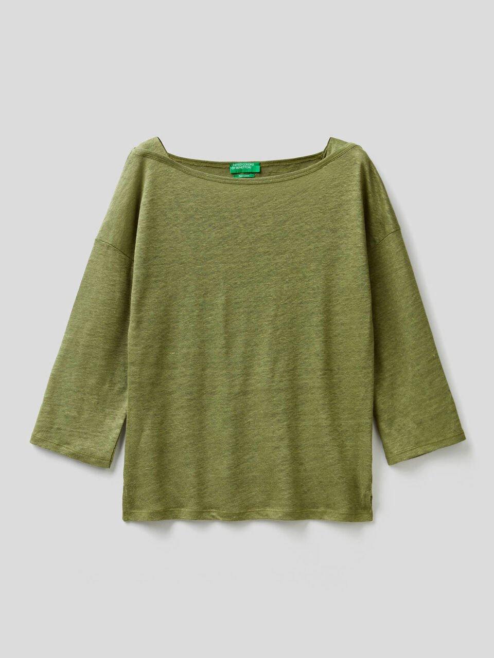 T-shirt em 100% linho com mangas 3/4 image number 1