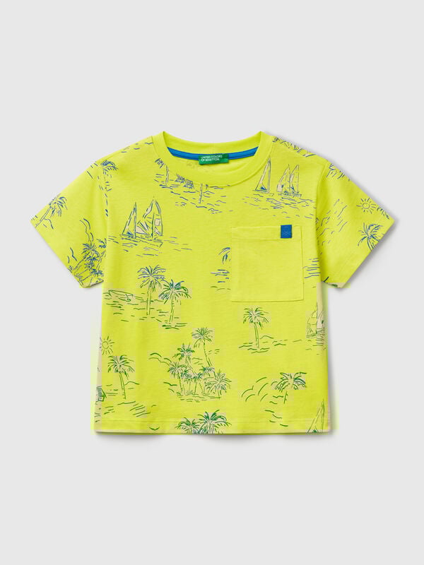 T-shirt over fit com estampa marítima Menino