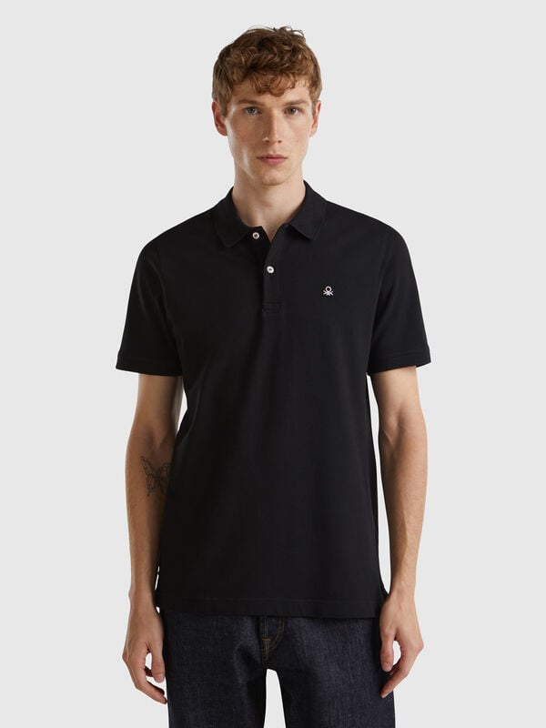 Polo preto slim fit Homem