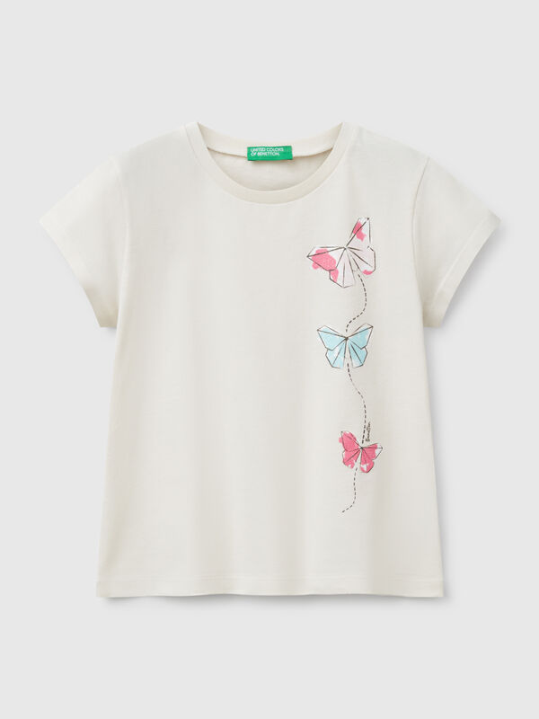 T-shirt em algodão com glitter Menina