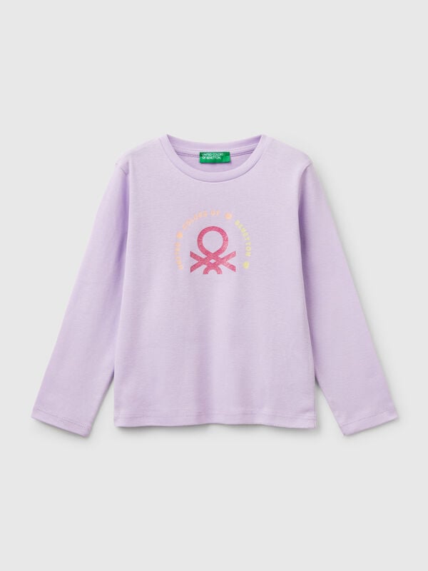 T-shirt slim fit com estampa glitter Menina