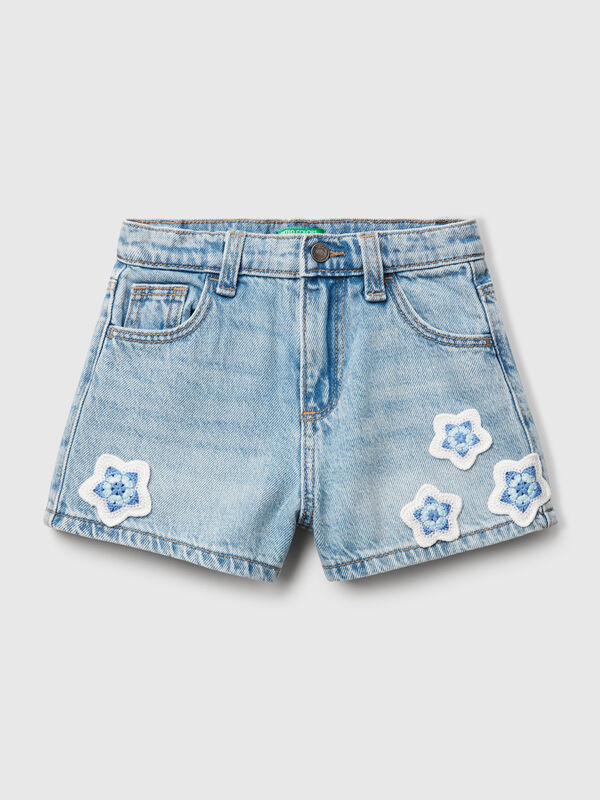 Shorts com flores macramé Menina