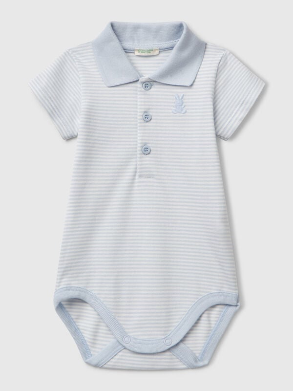 Body polo em algodão stretch Recém-nascido