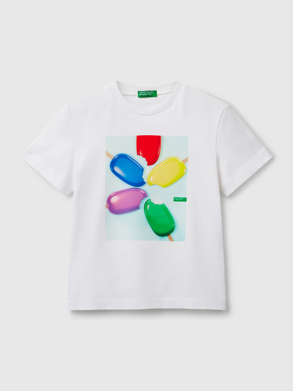 T-shirt fit com estampa de gelado Menino