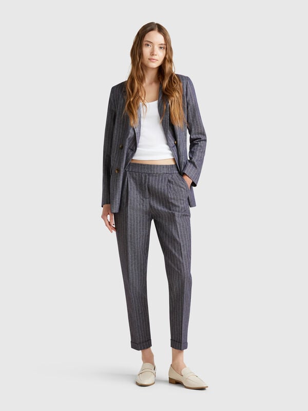 Calças risca de giz regular fit Mulher