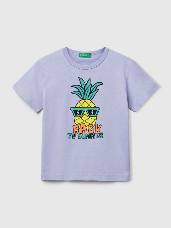T-shirt em algodão orgânico com estampa Menino