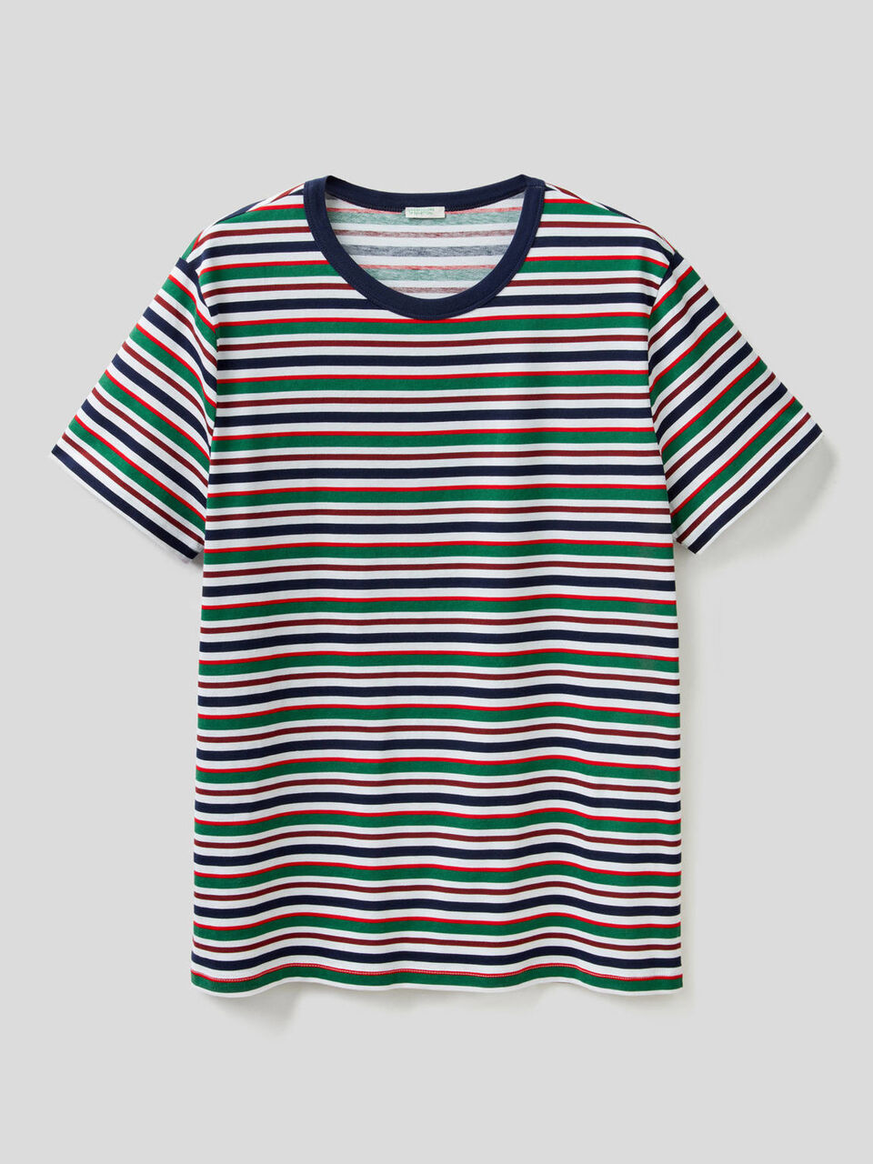 T-shirt às riscas em algodão puro image number 1
