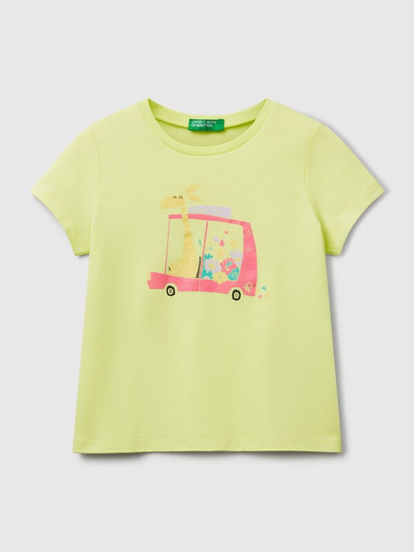 T-shirt regular fit com glitter Menina