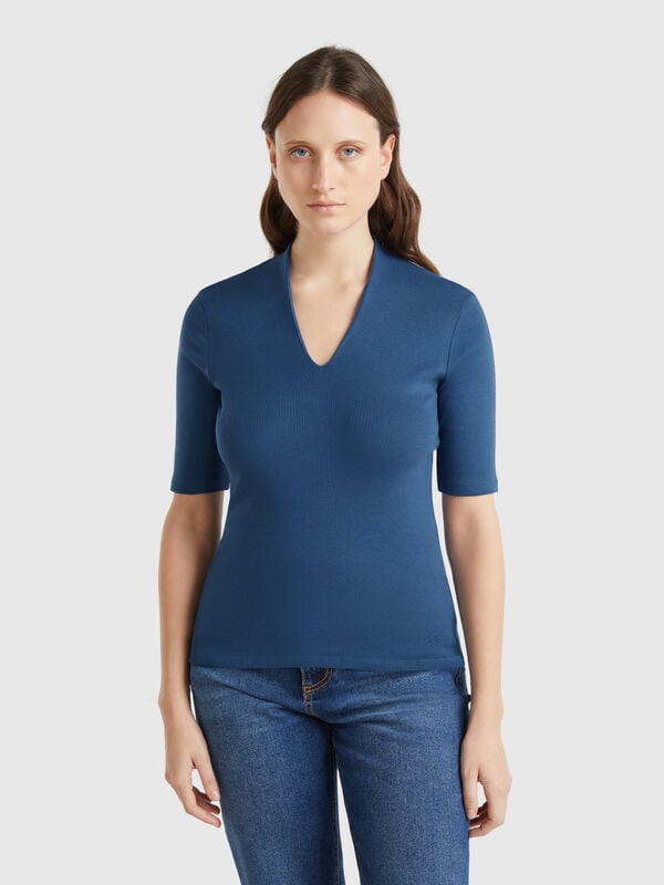T-shirt slim fit em algodão de fibra longa Mulher