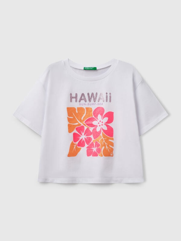 T-shirt com estampa glitter Menina