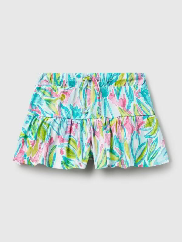 Shorts verde com estampa tropical Menina