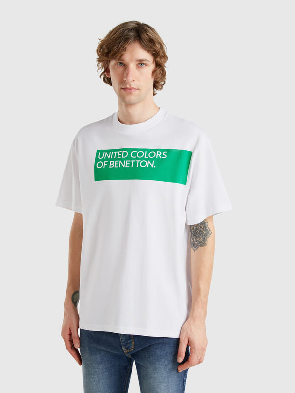 T-shirt com estampa frontal e traseira Homem