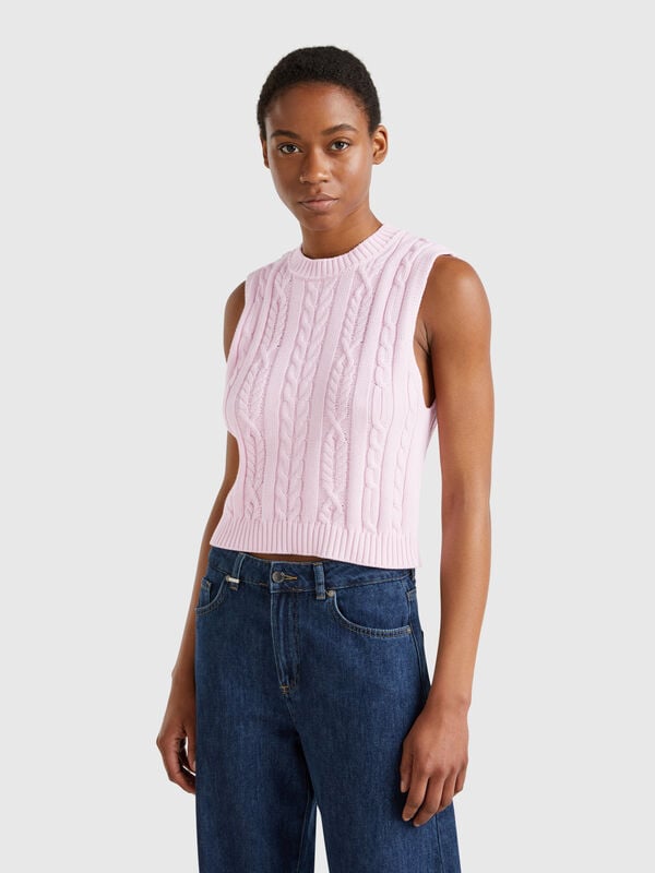 Colete cropped tricotado Mulher