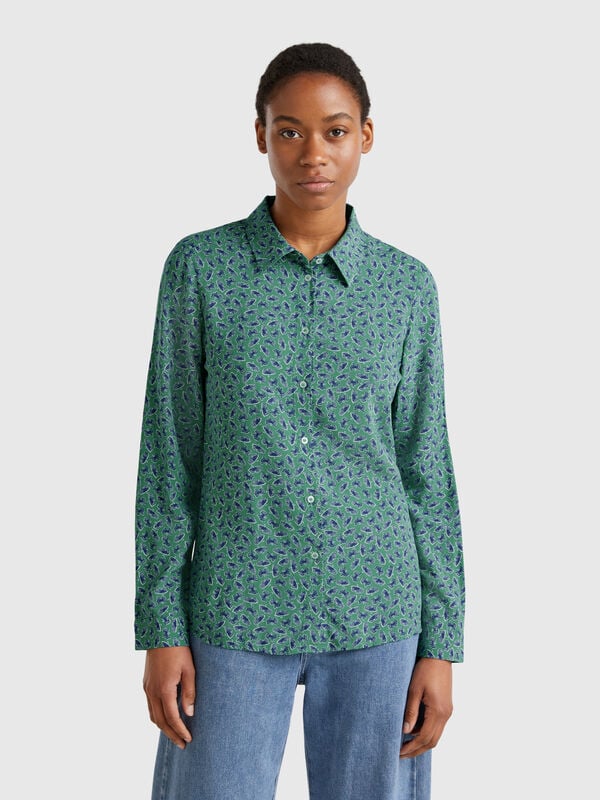 Camisa padrão em viscose Mulher